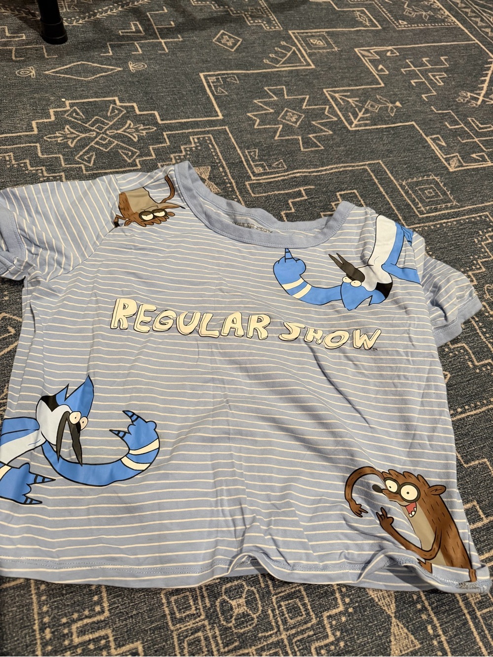 Hot Topic Light Blue & White Regular Show Short Sleeve Tee